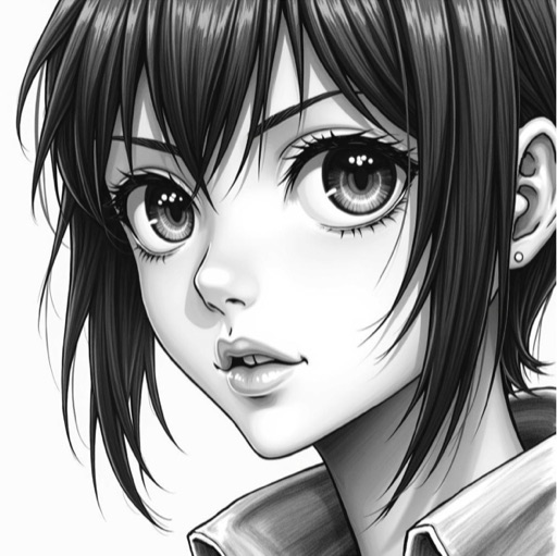 Manga ink portrait generated by uncompressed FLUX.dev