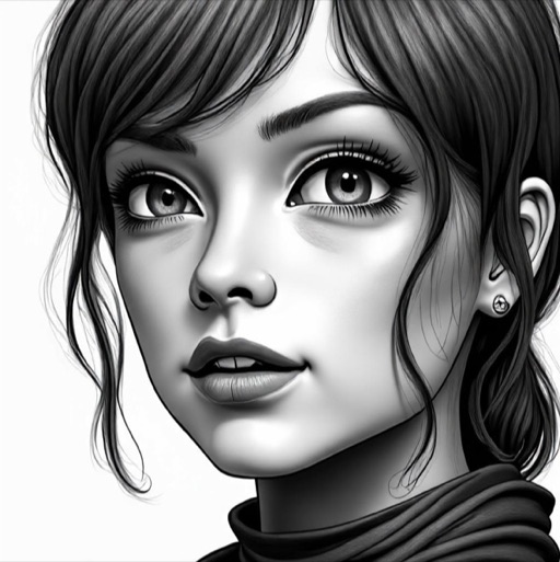 At 39% of the parameters, the same manga portrait rendered in a more realistic illustrative style