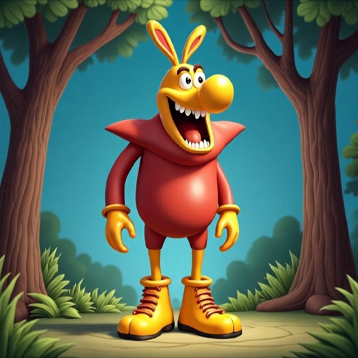 At 39% of the parameters, a generic yellow and red cartoon rabbit character instead of Bugs Bunny