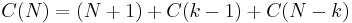C(N) = (N+1) + C(k-1) + C(N-k)