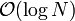 \mathcal{O}(\log N)