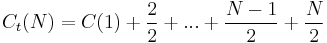 C_t(N) = C(1) + \frac{2}{2} + ... + \frac{N-1}{2} + \frac{N}{2}